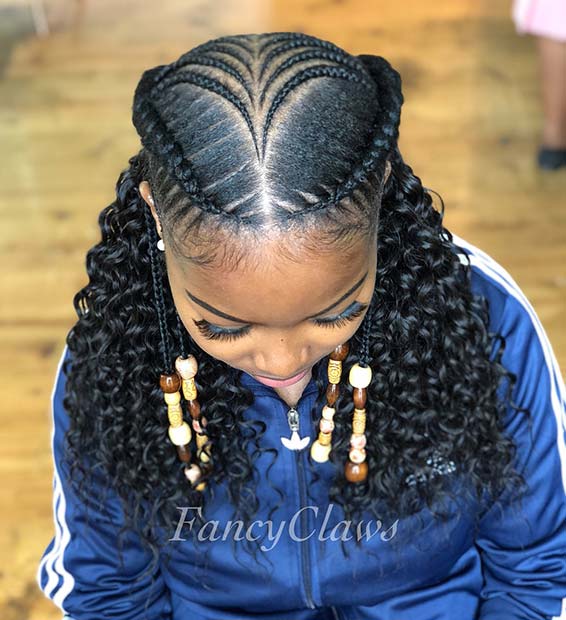 afrikansk Braids with Loose Curly Hair