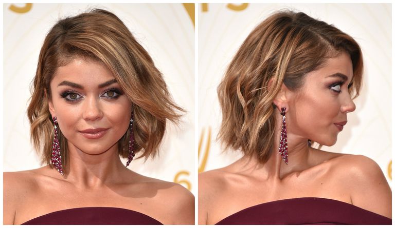 Sarah Hyland with a side parted bob