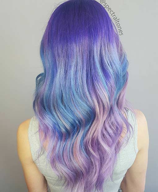 पस्टेल Purple and Blue Hair Color Idea