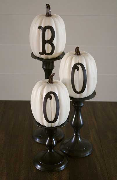 DIY Black and White BOO Pumpkins