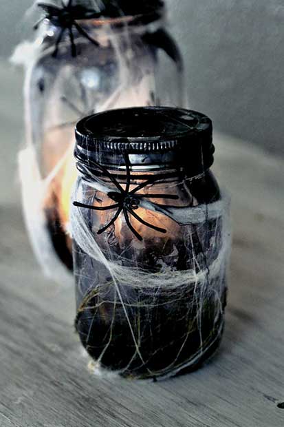 Halloween Spider Mason Jars Decoration