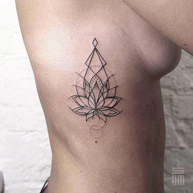 Kreatív Lotus Rib Tattoo Idea