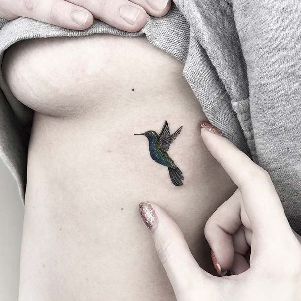 प्यारा Bird Rib Tattoo Idea