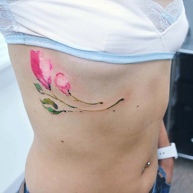 Rib Cage Water Color Tattoo