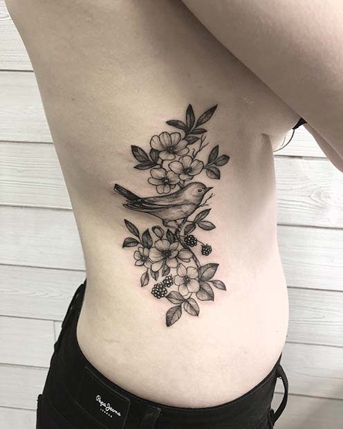 फूल Rib Tattoo 