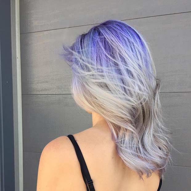 Silver Lavender Roots Hair Color Idea