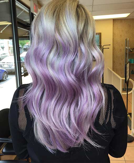 สีบลอนด์ Lavender Ombre Hair 