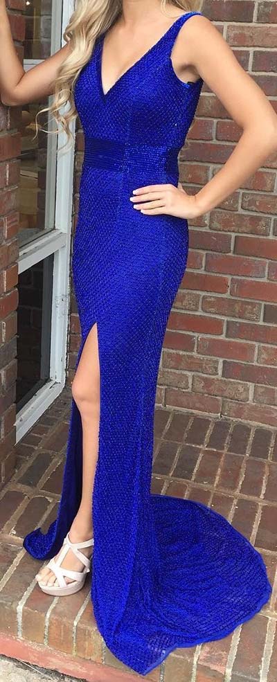 กล้า Blue Prom Dress