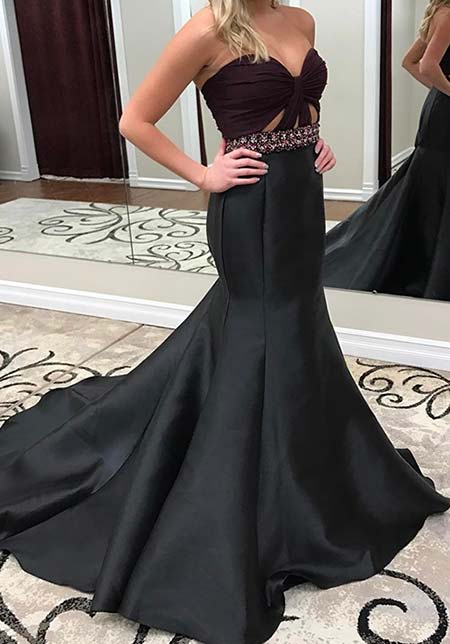สีดำ Mermaid Prom Dress 