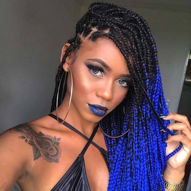 cesur Ombre Blue Black Braided Hairstyle