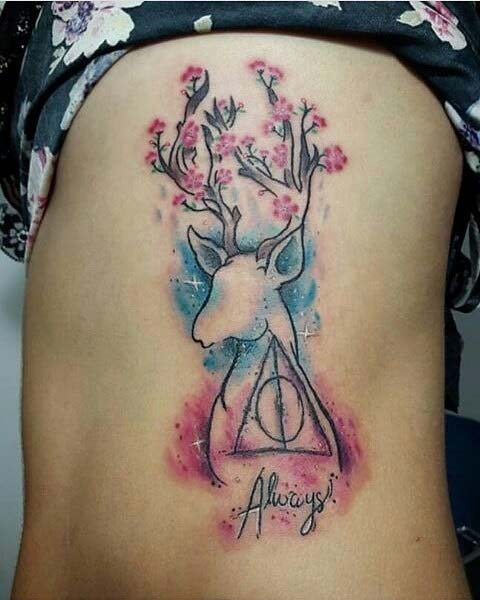ความคิดสร้างสรรค์ Watercolor Harry Potter Tattoo