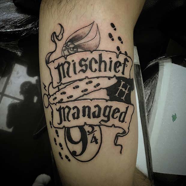 kreativan Mischief Managed Tattoo