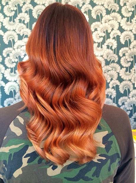 Yumuşak Copper Ombre Hair Color Idea for Fall