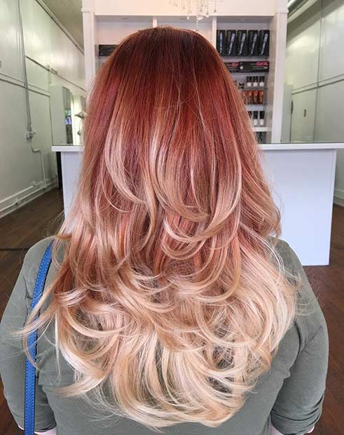 Kırmızı Copper to Blonde Ombre Hair