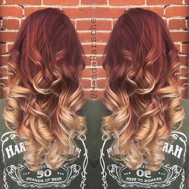 Mörk Copper to Blonde Ombre Hair