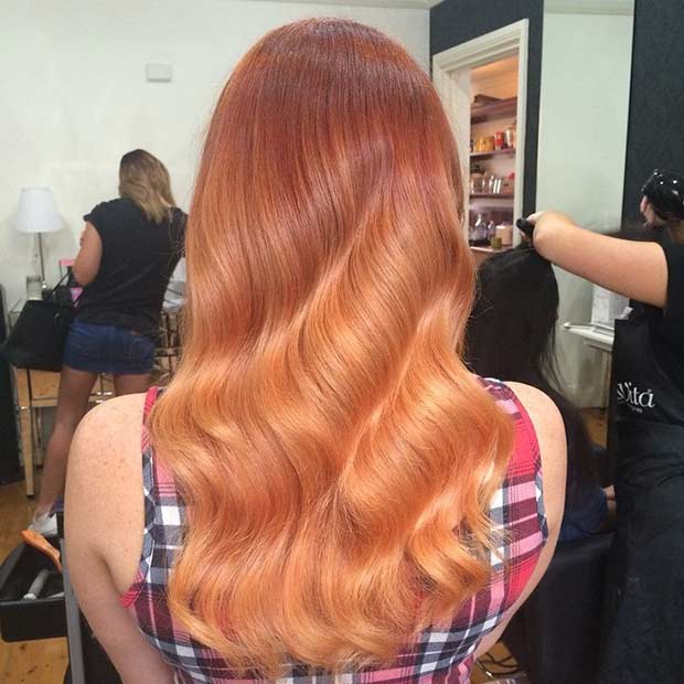 תפוז Copper Balayage Hair Color Idea