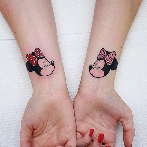 मेल मिलाना Disney Minnie Mouse Tattoos for BFFs
