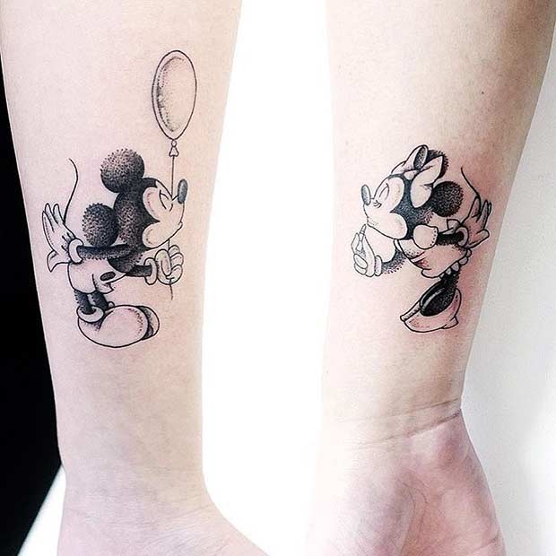 Årgång Mickey and Minnie Mouse Tattoos
