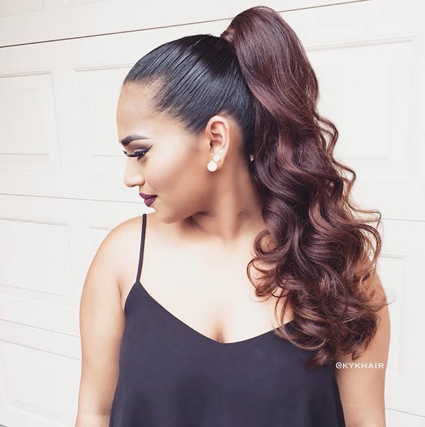 शिष्ट Curly High Ponytail for Long Hair