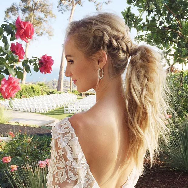Messy High Ponytail with a Braid