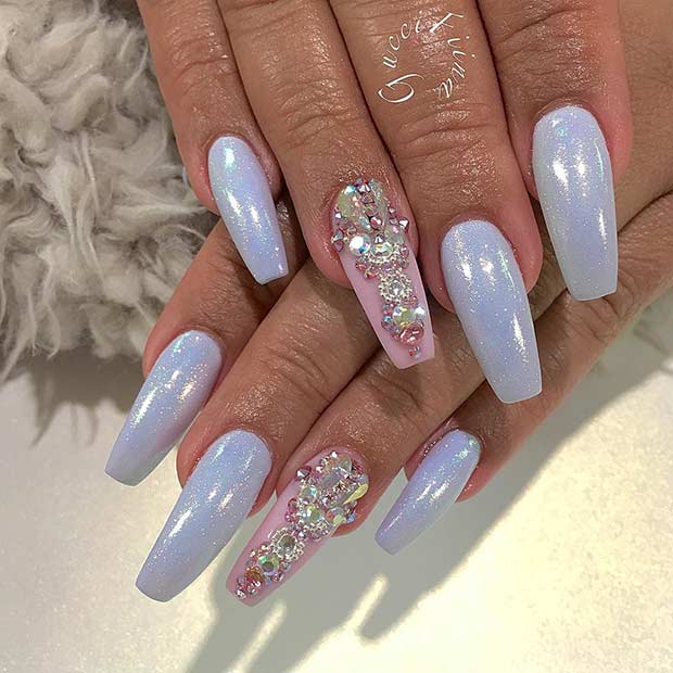 Hosszú Pink and Blue Coffin Nails
