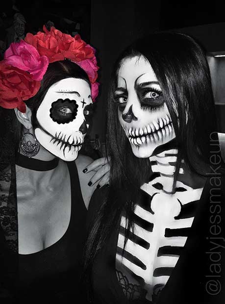 БФФ Matching Skeleton Halloween Costume Idea
