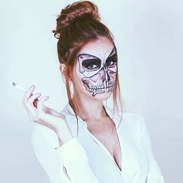Metulj Skeleton Halloween Makeup Look