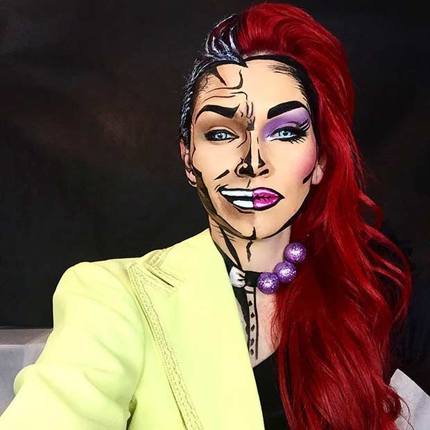 קָרִיקָטוּרָה Half Man Half Woman Halloween Makeup