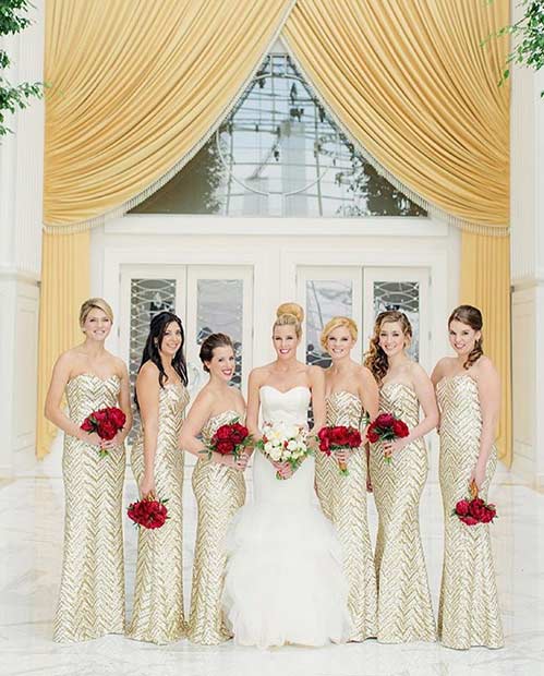 Hosszú Gold Bridesmaid Dresses