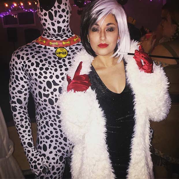 ใจร้าย de Vil Dalmatian Couple Halloween Costume