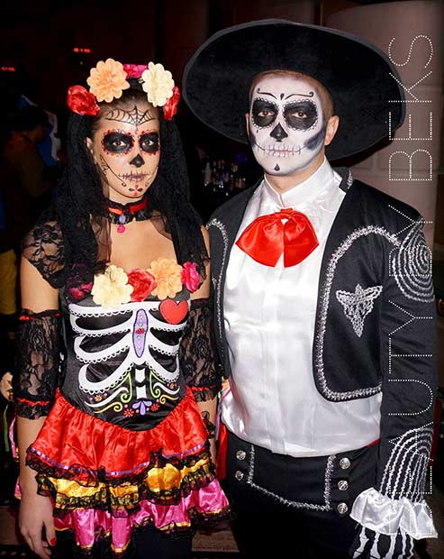 चीनी Skull Couple Halloween Costume 