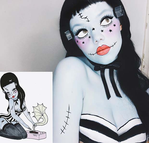 Drăguţ Frankenstein Inspired Makeup for Unique Halloween Makeup Ideas to Try