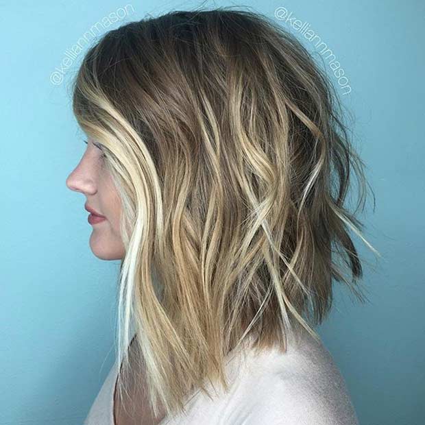 unghiular and Textured Lob Haircut