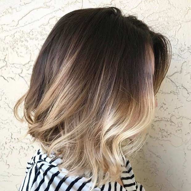 Blond Ombre Lob Haircut for Brown Hair
