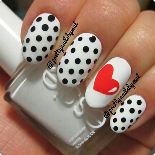 polcă Dot and Heart Accent Nails 