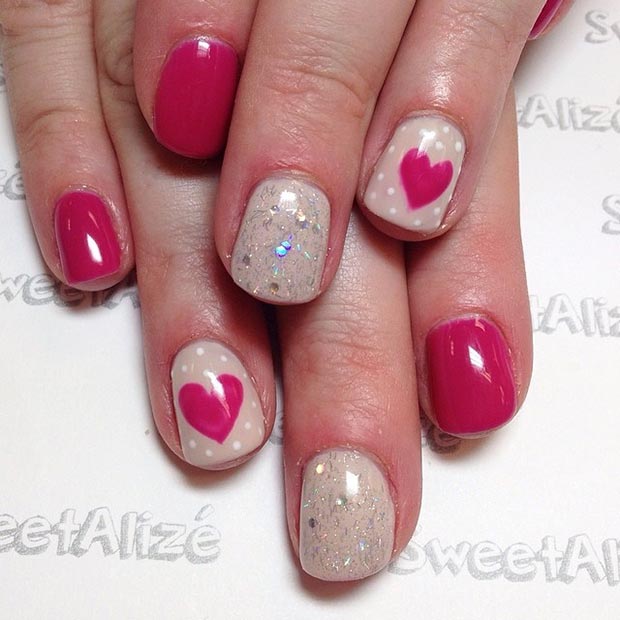 Гола Red Heart Nail Design