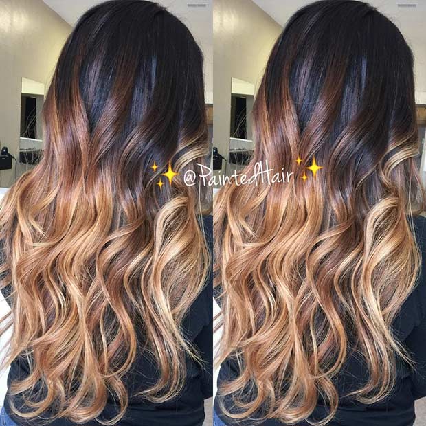 Caramel Balayage Ombre on Brunette Hair