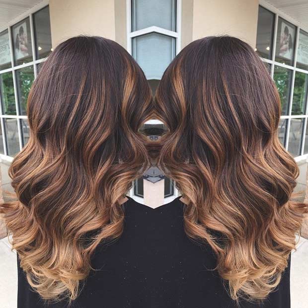कारमेल Balayage Ombre on Brunette Hair