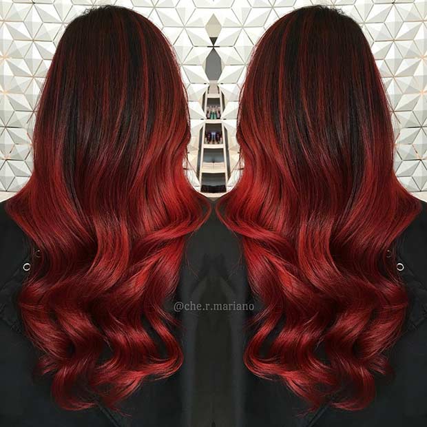roșu Velvet Ombre Hair Color Idea