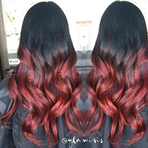 Negru and Red Ombre Hair