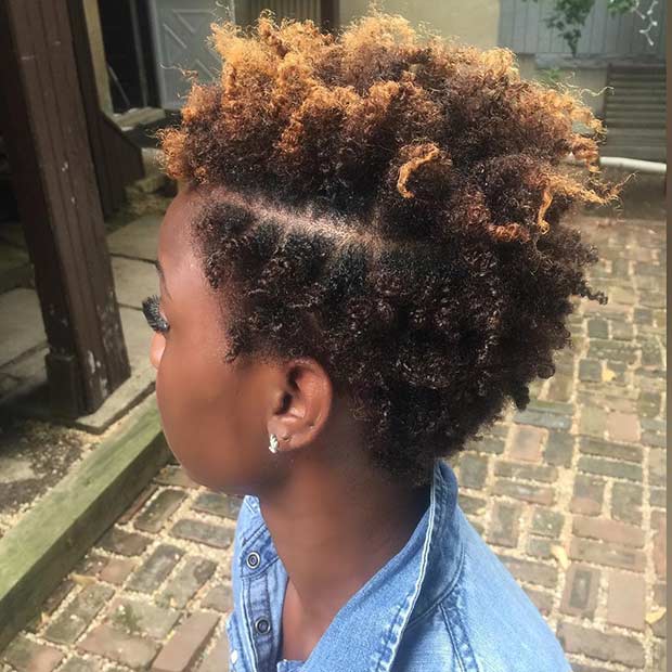 Коврџава Caramel Short Natural Hairstyle for Black Women
