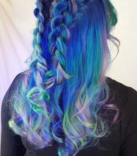 Färgrik Mermaid Hair Color Idea