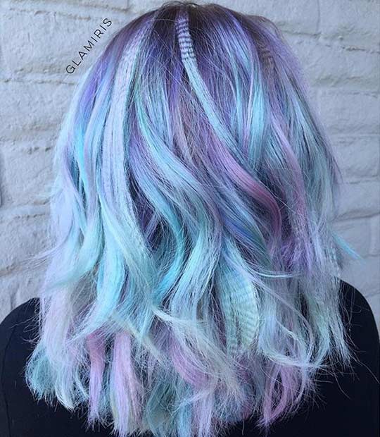 Pastel Purple and Blue Medium Hair Idea