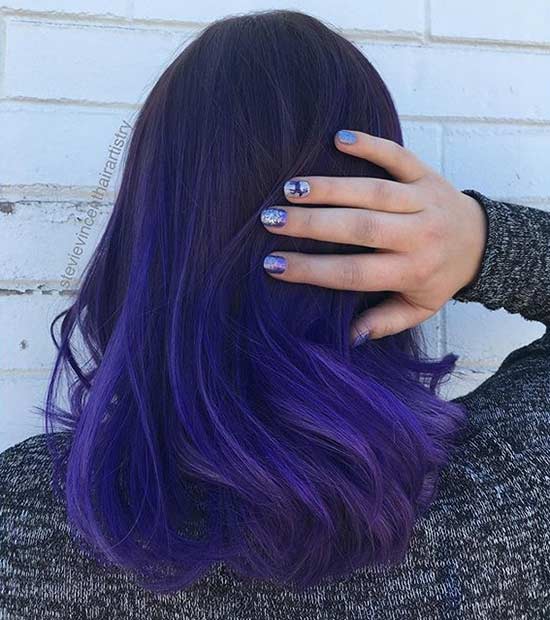 Sötét Purple Hair Color Idea