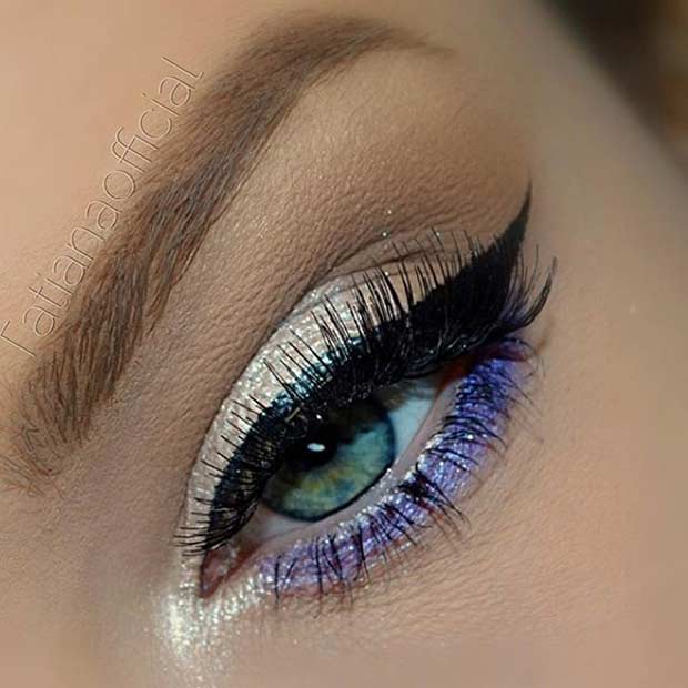 แชมเปญ and Purple Eye Makeup Look 