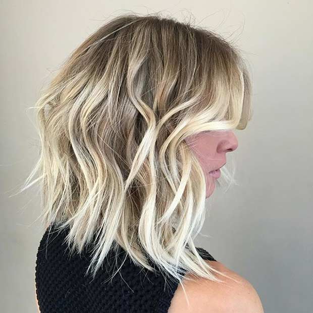 Rendetlen Lob Haircut and Ice Blonde Balayage Highlights