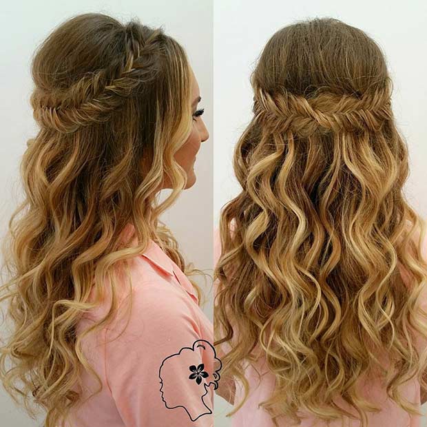Пола Up Fishtail Braid Hairstyle for Bridesmaids