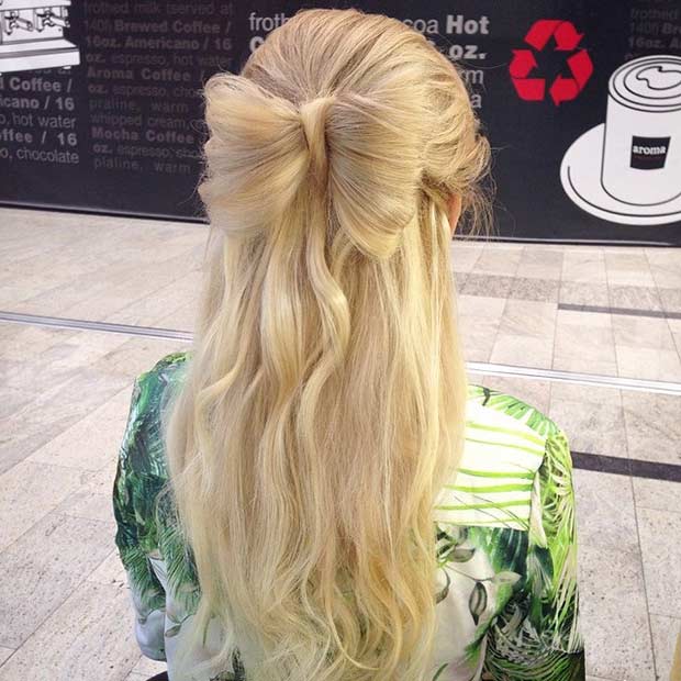Yarım Up Hair Bow Hairstyle for Prom