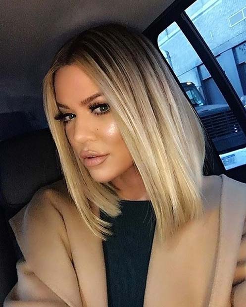Khloe Kardashian Blonde Long Bob Style