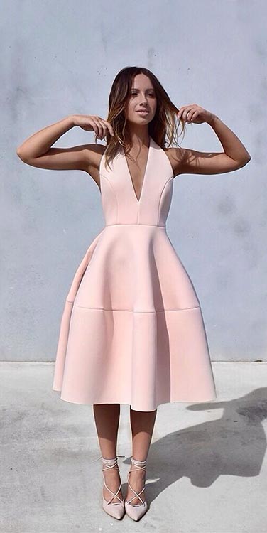 פָּשׁוּט Light Pink Prom Dress